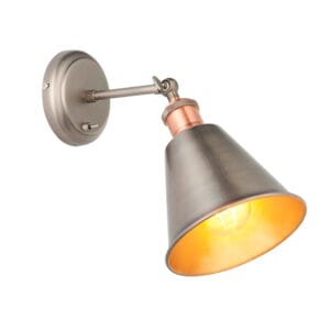 Endon Hal 1lt Wall pewter & copper Dimmable