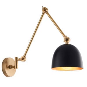 Endon Lehal 1lt Wall Antique solid Brass & matt Black Dimmable