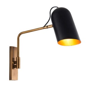 Endon Navren 1lt Wall Antique solid Brass & matt Black Dimmable