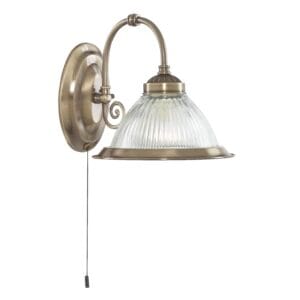 Searchlight American Diner Wall Light Antique Brass & Ribbed Glass