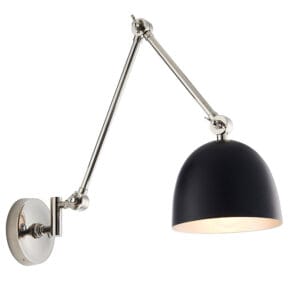 Endon Lehal 1lt Wall Polished Nickel & matt Black Dimmable