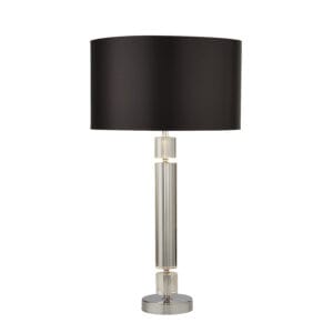 Searchlight Kylie Table Lamp Chrome Metal Clear Glass & Black Shade