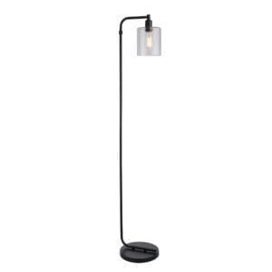 Endon Toledo 1lt Floor Matt Black & clear glass Non-dimmable