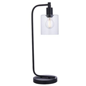 Endon Toledo 1lt Table Matt Black & clear glass Non-dimmable