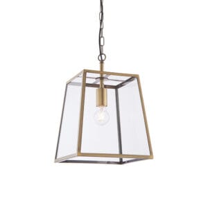 Endon Hurst 1lt Pendant Matt Antique Brass Dimmable