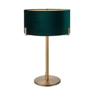 Endon Hayfield 1lt Table Matt antique Brass & green velvet Non-dimmable