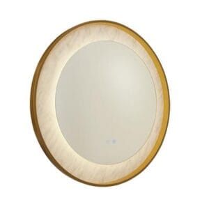 Searchlight Luxo LED Mirror Gold Metal with Marble Effect