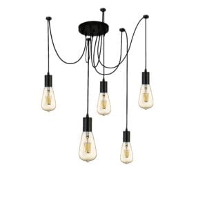 Searchlight Squiggle 5Lt Pendant Black Metal & Cables