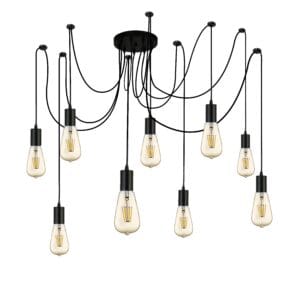 Searchlight Squiggle 9Lt Pendant Black Metal & Cables