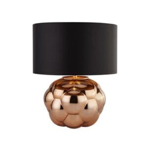 Searchlight Fizz Table Lamp Copper Glass & Black Faux Silk Shade