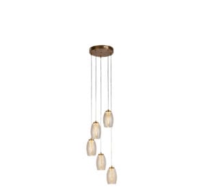 Searchlight Cyclone 5Lt Pendant Bronze Metal & Champagne Glass