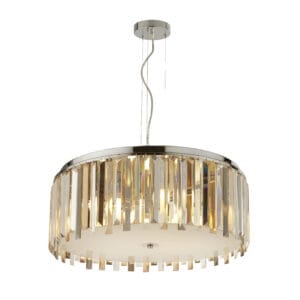 Searchlight Clarissa 5Lt Drum Pendant Convertible To SemiFlush Glass