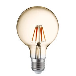 Searchlight Pack Of 5 Dimmable LED E27 Filament Globe Lamp Amber Glass