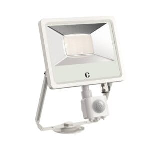 Collingwood FL02 20W CCT Floodlight Black/White/Anthracite PIR Option - Yes, White