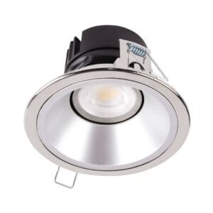 Collingwood DL507 Mains dimmable fire-rated adjustable CCT downlight - Polished Chrome