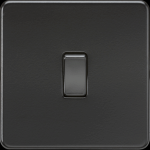 Knightsbridge Screwless Matt Black 10AX 1G Intermediate Switch