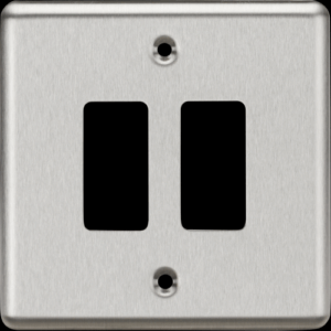 Knightsbridge Brushed Chrome 2G Grid Faceplate Rounded Edge