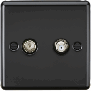 Knightsbridge Matt Black TV & SAT TV Outlet (isolated)