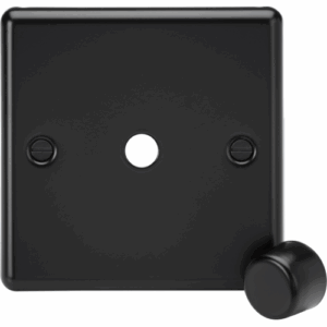 Knightsbridge Matt Black 1G Dimmer Plate with Matching Metal Dimmer Cap