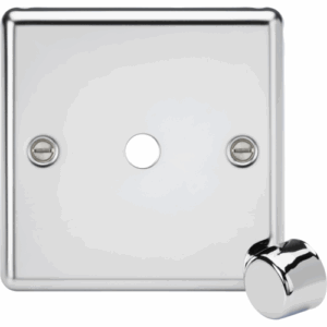 Knightsbridge Polished Chrome 1G Dimmer Plate with Matching Metal Dimmer Cap