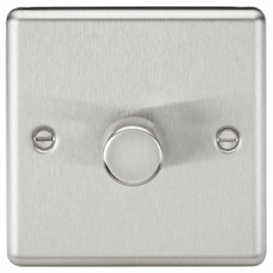 Knightsbridge Raised Edge Brushed Chrome 1G 2-way 10-200W (5-150W LED) Intelligent dimmer