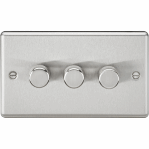 Knightsbridge Raised Edge Brushed Chrome 3G 2-way 10-200W (5-150W LED) Intelligent dimmer