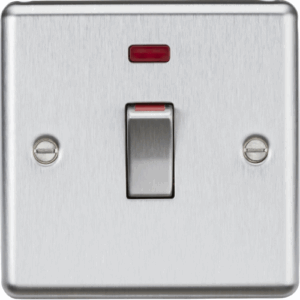 Knightsbridge Raised Edge Brushed Chrome 45A DP Switch with Neon (1G size)