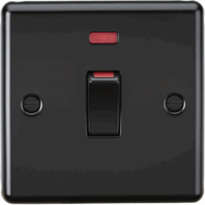 Knightsbridge Matt Black 45A 1G DP Switch with Neon