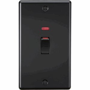 Knightsbridge Matt Black 45A DP Switch with Neon (2G size)