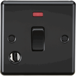 Knightsbridge Matt Black 20A 1G DP Switch with Neon & Flex Outlet