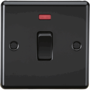 Knightsbridge Matt Black 20A 1G DP Switch with Neon