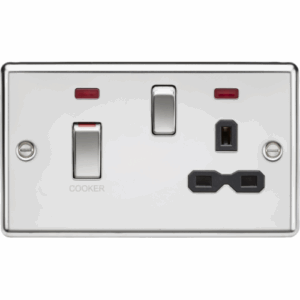 Knightsbridge Polished Chrome 45A DP Switch & 13A Socket with Neons with Insert