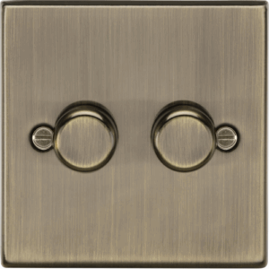 Knightsbridge Antique Brass 2G 2-way 10-200W (5-150W LED) Intelligent dimmer