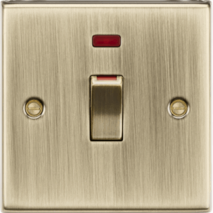 Knightsbridge Antique Brass 45A DP switch with neon (1G size)