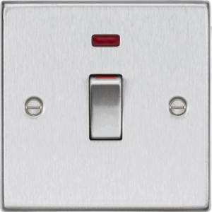 Knightsbridge Brushed Chrome 45A DP switch with neon (1G size)