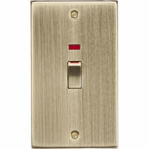 Knightsbridge Antique Brass 45A DP switch with neon (2G size)