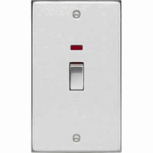 Knightsbridge Brushed Chrome 45A DP switch with neon (2G size)