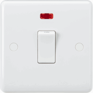 Knightsbridge White 20A 1G DP Switch with Neon and Flex Outlet from base