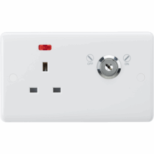 Knightsbridge White 13A DP Lockable Socket with Neon