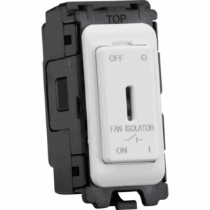Knightsbridge Matt White Curved Edge 10A Fan Isolator Key Switch Module
