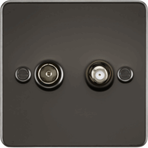 Knightsbridge Gunmetal TV and SAT TV Outlet (isolated)