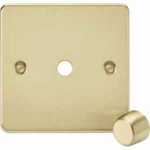 Knightsbridge Brushed Brass 1G Dimmer Plate with Matching Metal Dimmer Cap