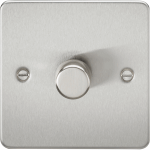 Knightsbridge Flat Plate Brushed Chrome 1G 2-way 10-200W (5-150W LED) Intelligent dimmer
