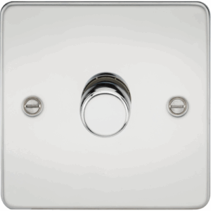 Knightsbridge Flat Plate Polished Chrome 1G 2-way 10-200W (5-150W LED) Intelligent dimmer