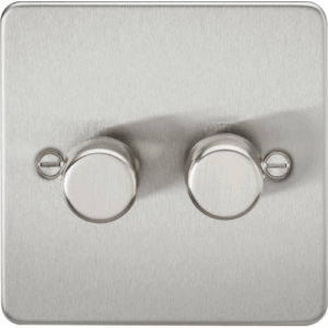 Knightsbridge Flat Plate Brushed Chrome 2G 2-way 10-200W (5-150W LED) Intelligent dimmer