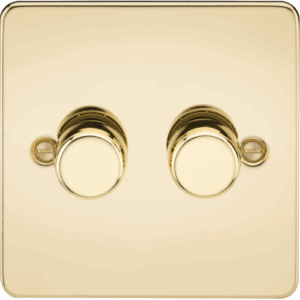 Knightsbridge Polished Brass 2G 2-way 10-200W (5-150W LED) Intelligent dimmer