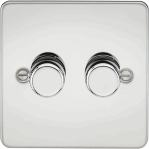 Knightsbridge Flat Plate Polished Chrome 2G 2-way 10-200W (5-150W LED) Intelligent dimmer