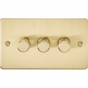 Knightsbridge Brushed Brass 3G 2-way 10-200W (5-150W LED) Intelligent dimmer