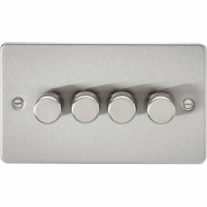 Knightsbridge Flat Plate Brushed Chrome 4G 2-way 10-200W (5-150W LED) Intelligent dimmer