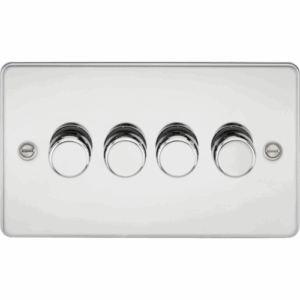 Knightsbridge Flat Plate Polished Chrome 4G 2-way 10-200W (5-150W LED) Intelligent dimmer